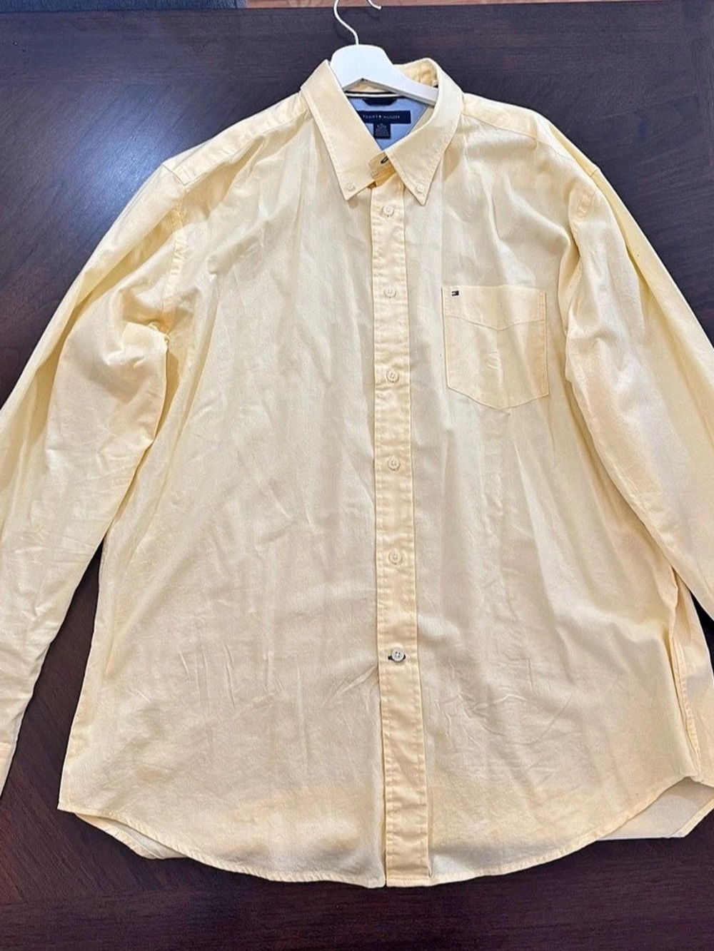 Tommy Hilfiger Men's Long Sleeve Button-Down Oxford Shirt Yellow XL